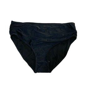 Women's NICOLE MILLER Ruffle Strap Bikini Bottom Only Size‎ M Black NWT $60
